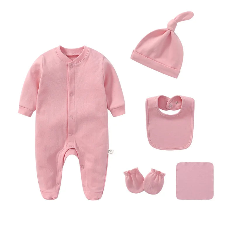 👶 Conjunto de Roupa para Recém-Nascido 100% Algodão – Body, Gorro e Babete
