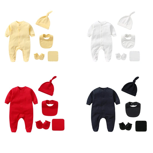 👶 Conjunto de Roupa para Recém-Nascido 100% Algodão – Body, Gorro e Babete