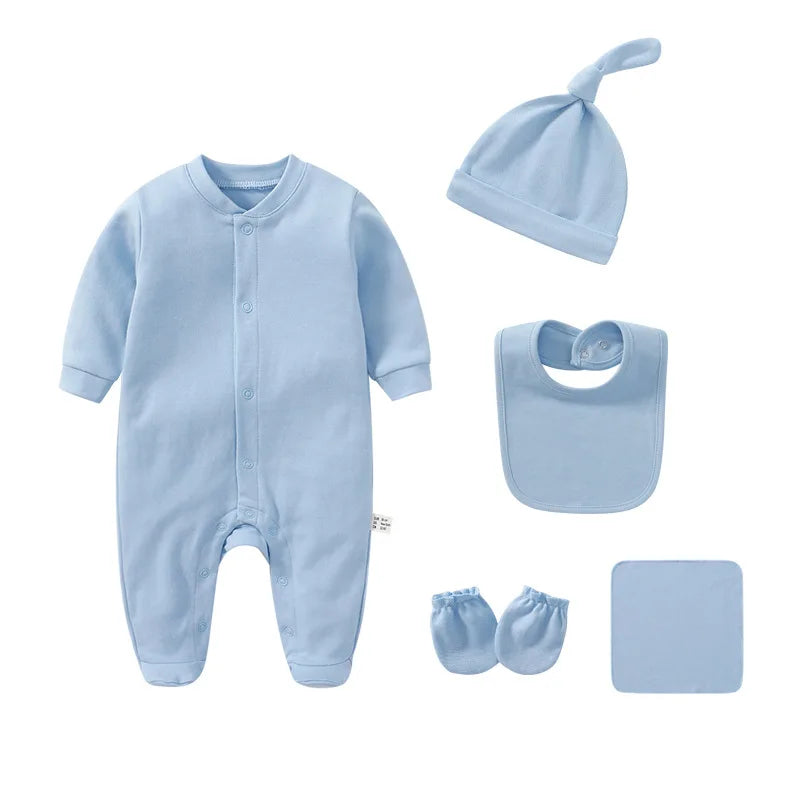 👶 Conjunto de Roupa para Recém-Nascido 100% Algodão – Body, Gorro e Babete