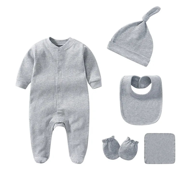 👶 Conjunto de Roupa para Recém-Nascido 100% Algodão – Body, Gorro e Babete