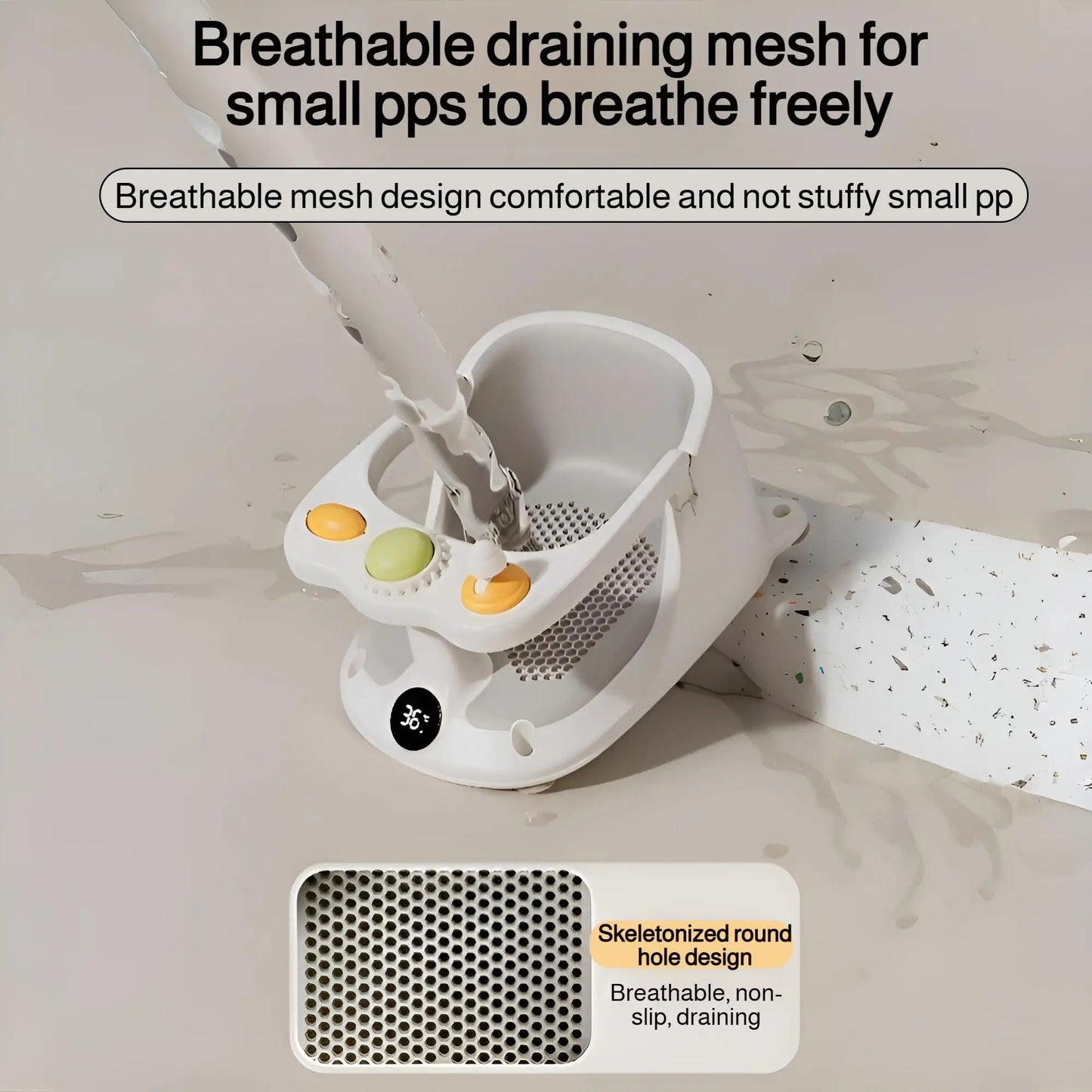 🛁 Cadeira de banho de Bebé com Sensor de Temperatura – Banho Seguro & Sem Stress