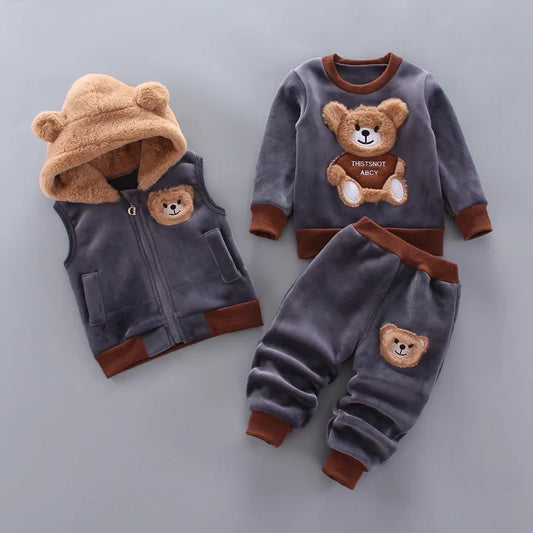 Conjunto Térmico para Recém-Nascido – Hoodie com Capuz + Calças – Outfit Macio, Quente e Confortável para Bebés