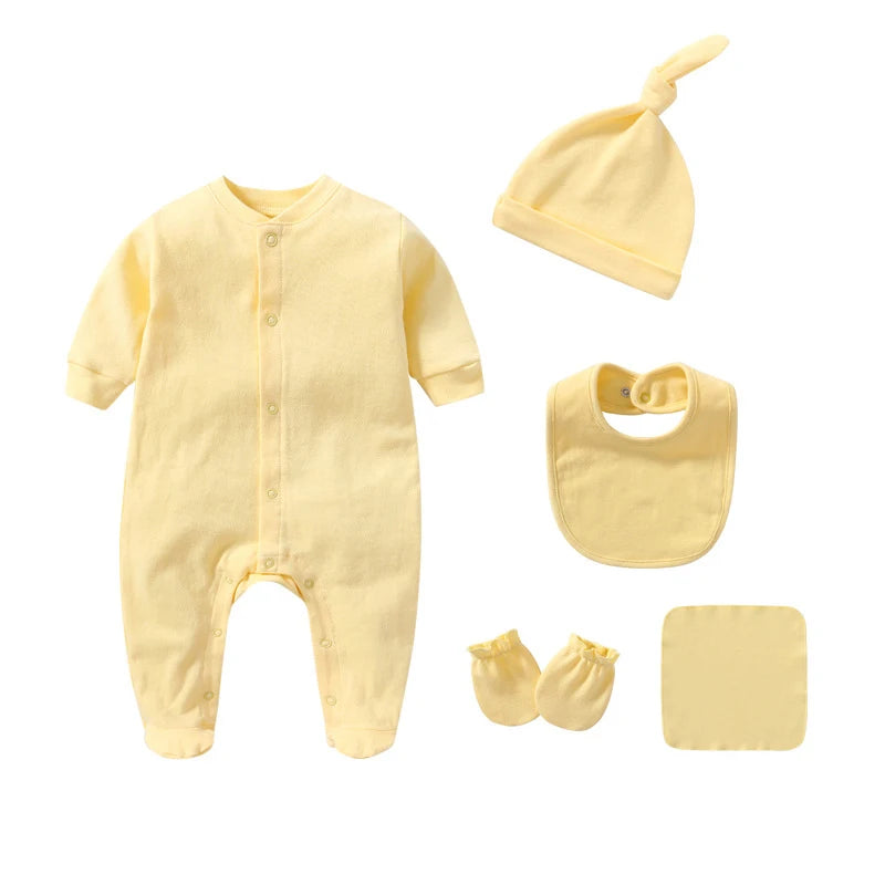👶 Conjunto de Roupa para Recém-Nascido 100% Algodão – Body, Gorro e Babete