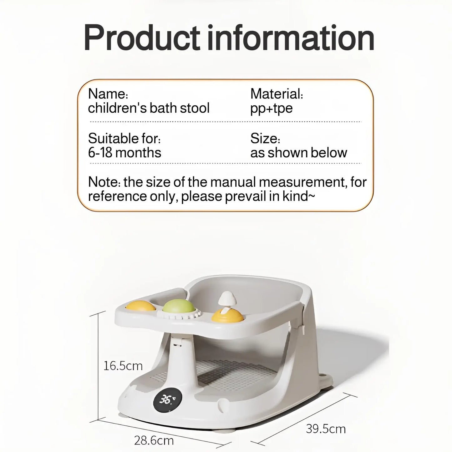🛁 Cadeira de banho de Bebé com Sensor de Temperatura – Banho Seguro & Sem Stress