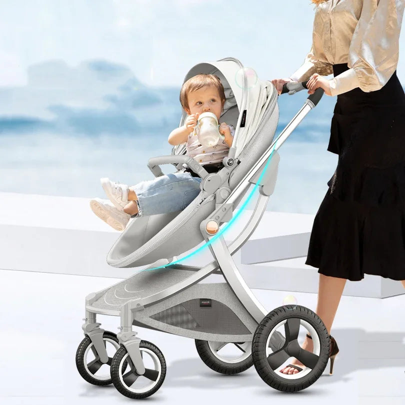 🚼 Carrinho de Bebé 3 em 1 Luxo – Alcofa, Cadeira Auto e Passeio