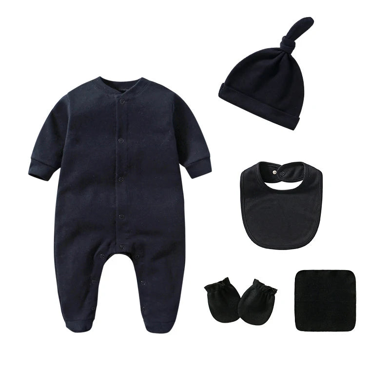 👶 Conjunto de Roupa para Recém-Nascido 100% Algodão – Body, Gorro e Babete