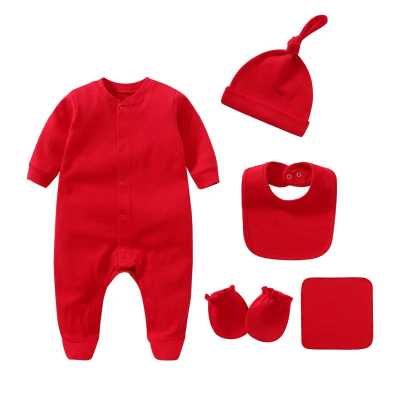 👶 Conjunto de Roupa para Recém-Nascido 100% Algodão – Body, Gorro e Babete