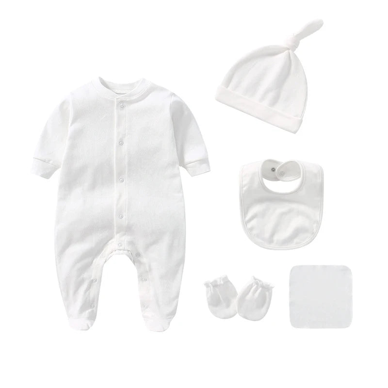 👶 Conjunto de Roupa para Recém-Nascido 100% Algodão – Body, Gorro e Babete